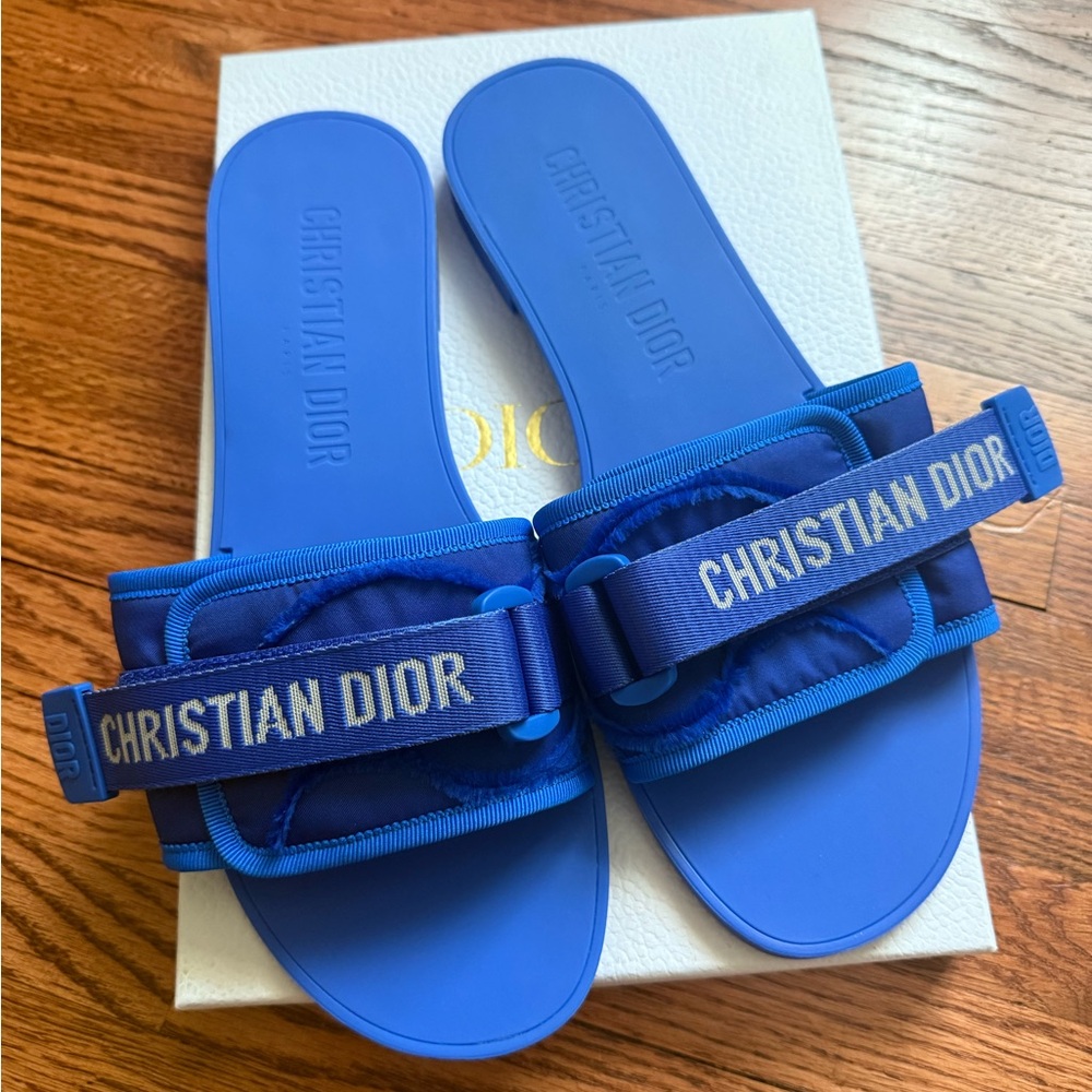 Christian Dior Blue Slide Sandals